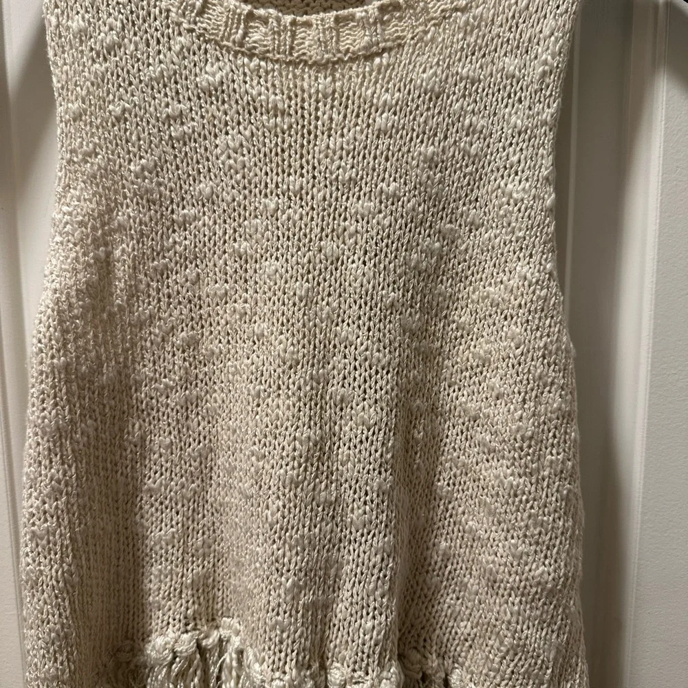 Astr Cream Knit Fringe Tank Top - Picture 3 of 4
